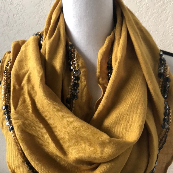 Anthropologie Shawl Chartreuse Citron Color Beaded - Picture 4 of 10